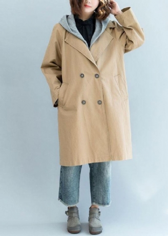 Naturlig Khaki Fin Trenchcoat Erme Doble Brystjakker