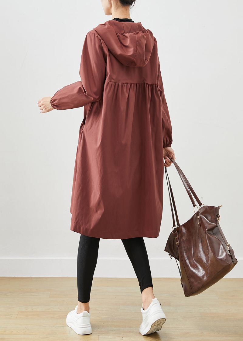 Plus Size Chocolate Hettelommer Bomull Frakker Fall - Trenchcoats for kvinner