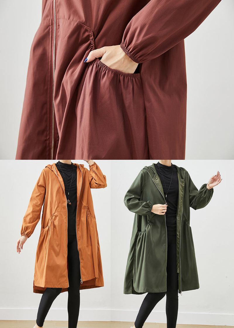 Plus Size Chocolate Hettelommer Bomull Frakker Fall - Trenchcoats for kvinner