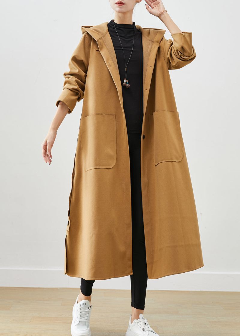 Pluss Size Khaki Hettelommer Bomull Trench Fall