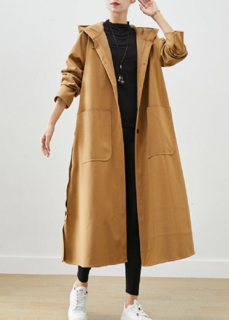 Pluss Size Khaki Hettelommer Bomull Trench Fall