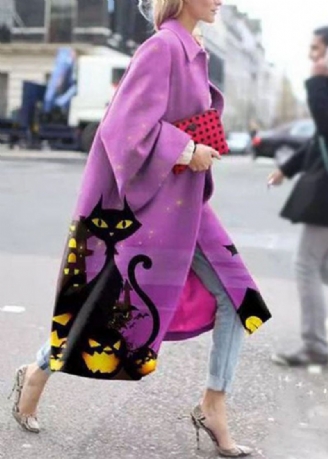 Street Rose Peter Pan Krage Print Patchwork Høst Langermet Coat