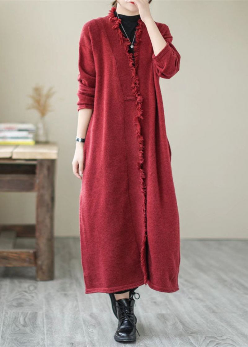 Unik Mulberry Pockets Knit Spring Coat