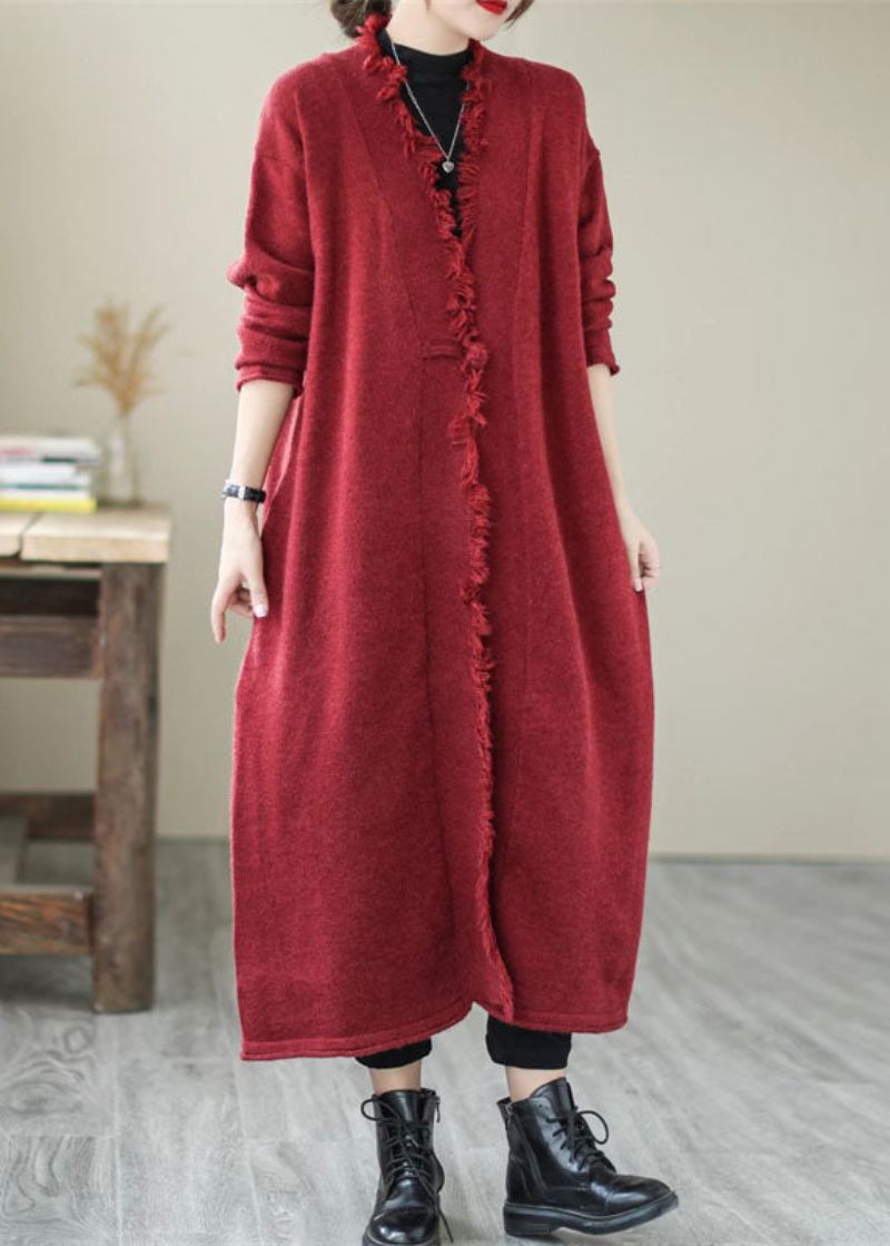 Unik Mulberry Pockets Knit Spring Coat - Mulberry