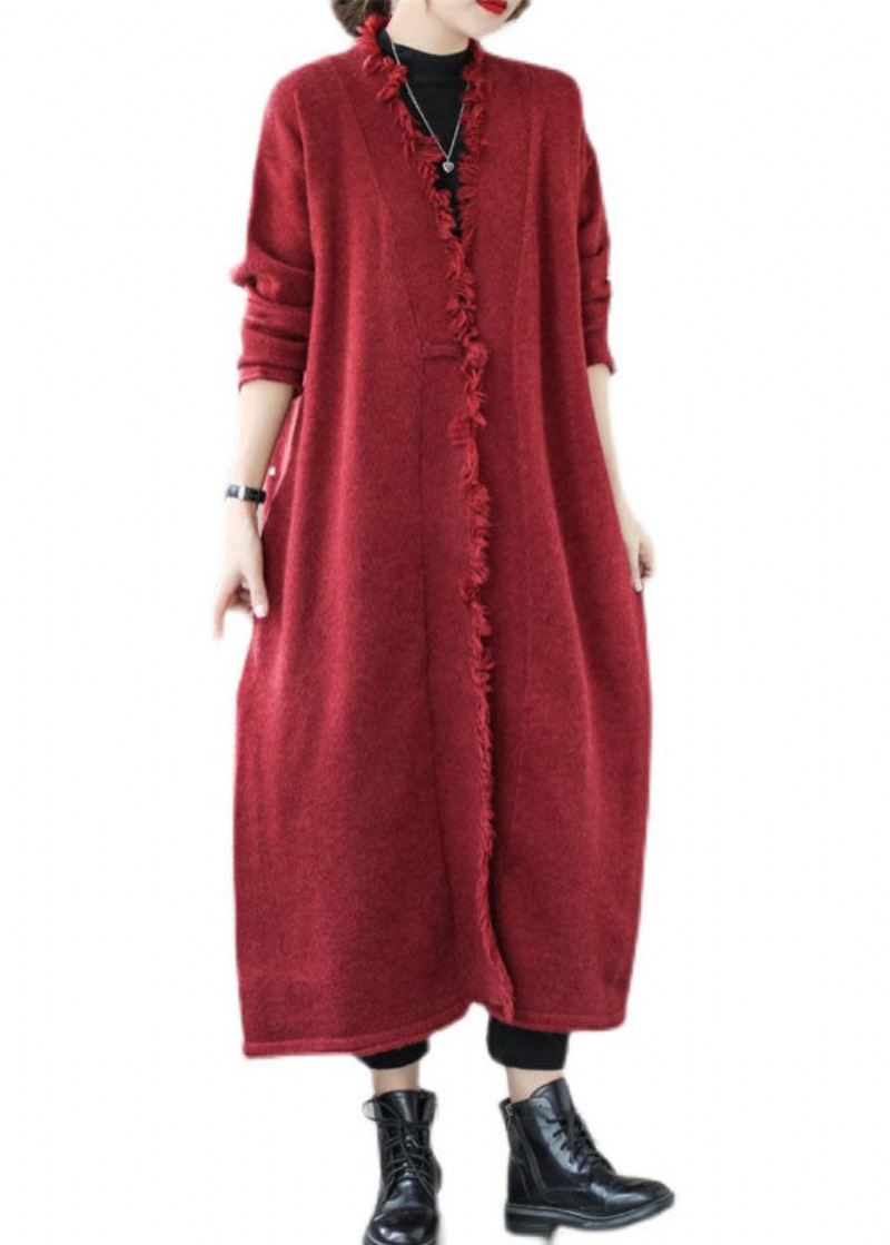 Unik Mulberry Pockets Knit Spring Coat - Mulberry