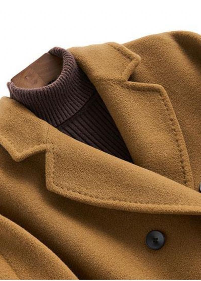 Vintage Plus Size Lange Doble Brystkåper Brun Utskårne Yttertøy I Ull - Trenchcoats for kvinner