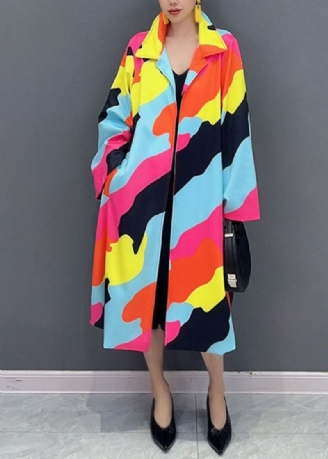 Vogue Rainbow Square Collar Button Trench Coats Fall