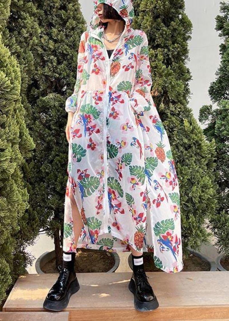 2024 New Summer Long Fashion Print Løse Solkrem Klær