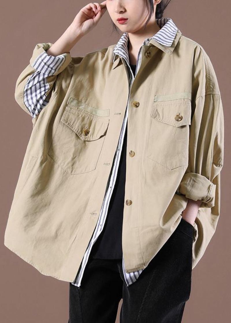 2024 Spring Khaki Fake Two Coats