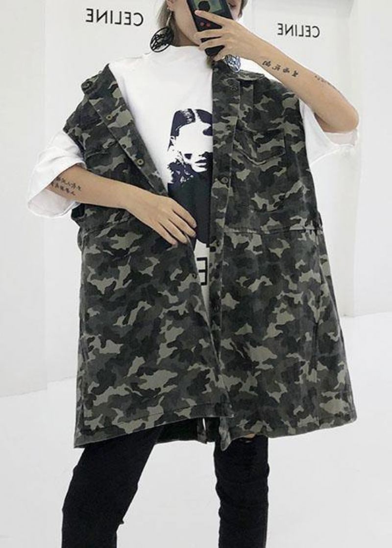 Art Camouflage Bomull Tunikaer For Kvinner Vill Plus Size Clothing Høst Topper - Vinterfrakker for kvinner