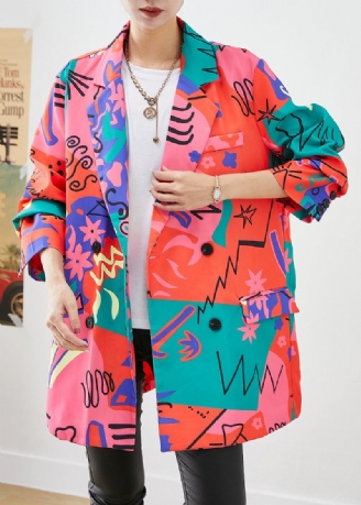 Art Original Design Lapel Print Spandex Coats Fall