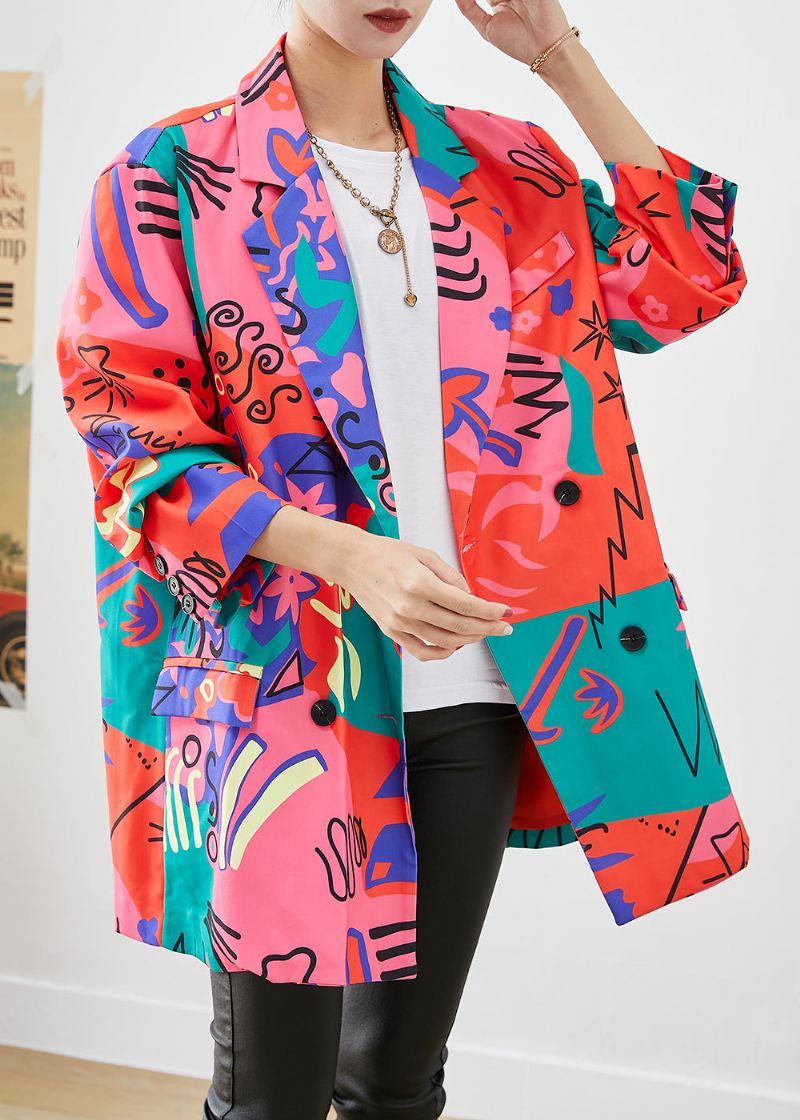 Art Original Design Lapel Print Spandex Coats Fall - Vinterfrakker for kvinner