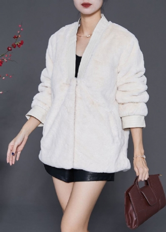 Art White Oversized Varm Fuzzy Fur Fluffy Coats Vinter