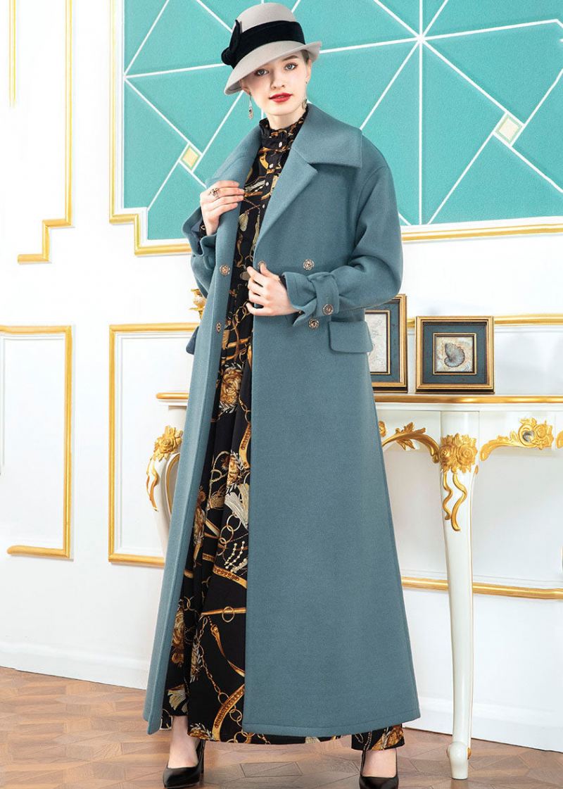 Boho Blue Peter Pan Kragelommer Solid Wrap Coats Vinter - Vinterfrakker for kvinner