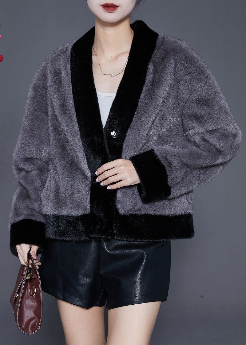 Boutique Grå Oversized Varm Fuzzy Fur Fluffy Coats Vinter - Vinterfrakker for kvinner