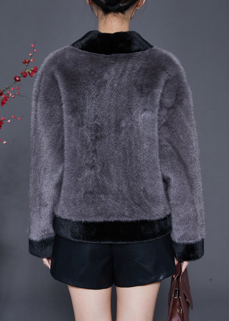 Boutique Grå Oversized Varm Fuzzy Fur Fluffy Coats Vinter - Vinterfrakker for kvinner