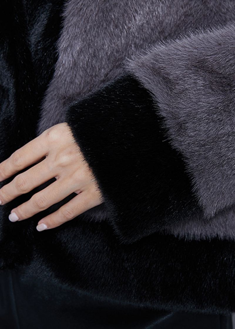 Boutique Grå Oversized Varm Fuzzy Fur Fluffy Coats Vinter - Vinterfrakker for kvinner