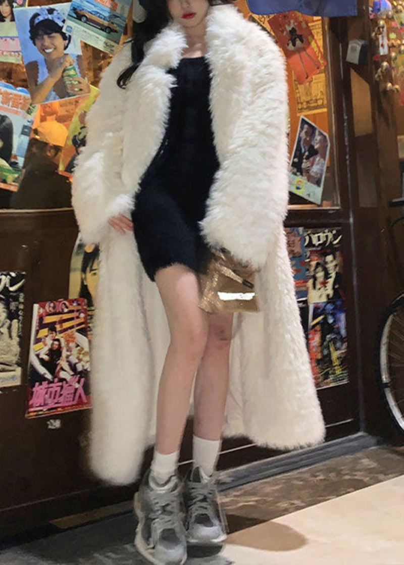 Boutique Plus Size White Fuzzy Fur Fluffy Coat Winter