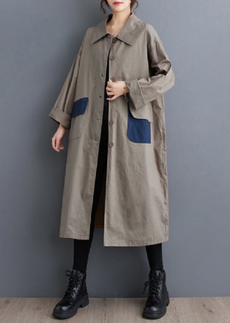 Casual Khaki Peter Pan Kragelommer Bomull Trench Fall