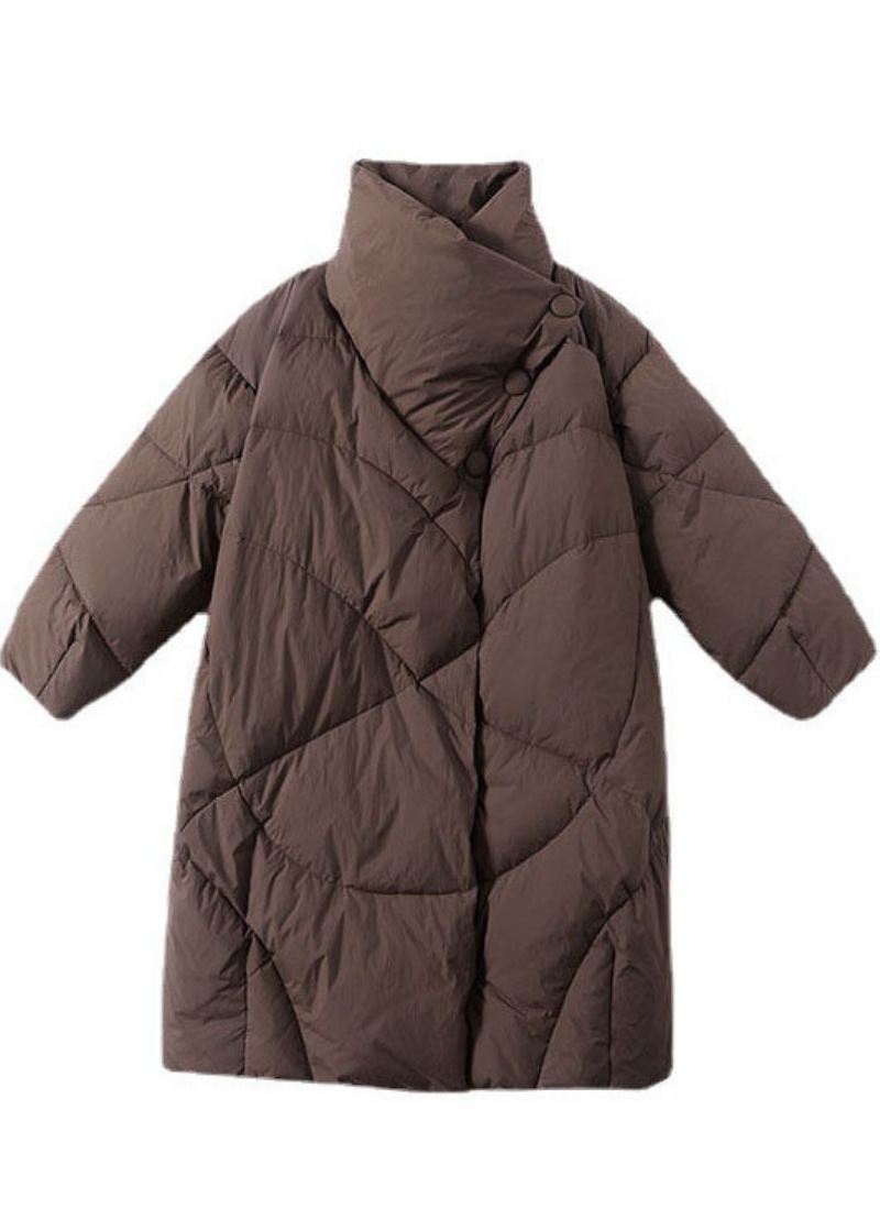 Chocolate Thick Duck Down Puffers Jakker Oversized Turn-down Krage Vinter - Kaffe