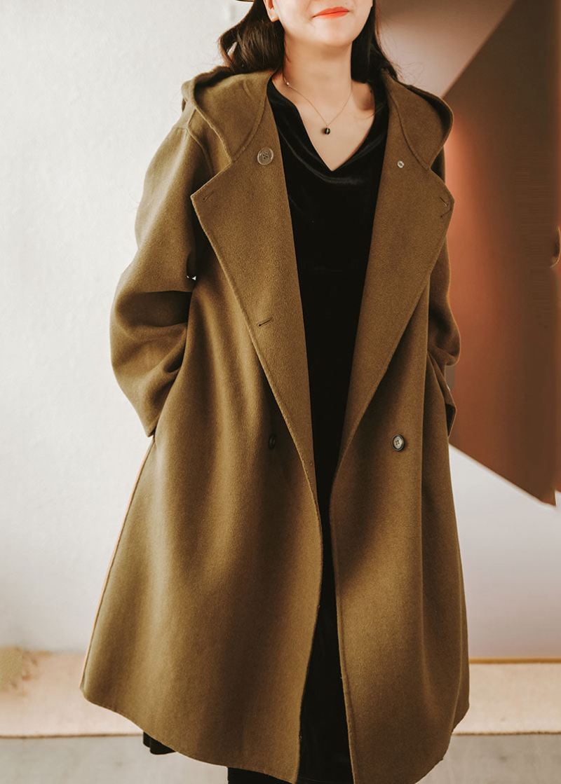 Chocolate Woolen Coat Outwear Hette Double Breast Winter - Kaffe