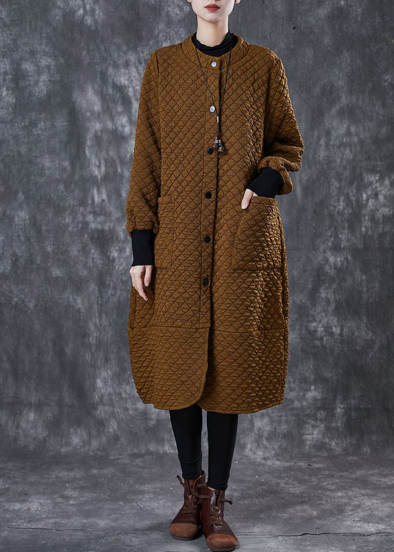 Coffee Cotton Coat Outwear Overdimensjonerte Lommer Spring