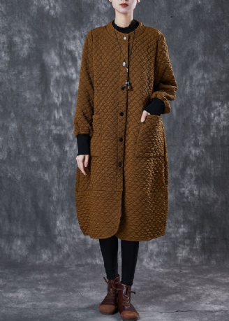 Coffee Cotton Coat Outwear Overdimensjonerte Lommer Spring