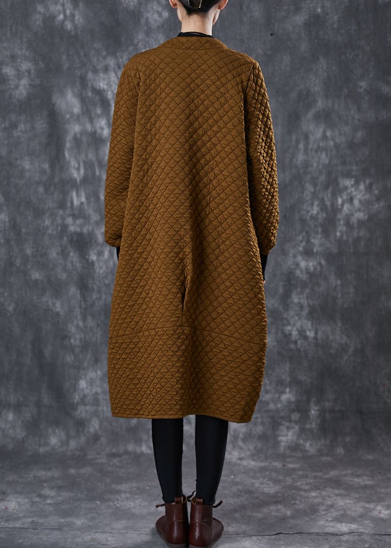 Coffee Cotton Coat Outwear Overdimensjonerte Lommer Spring - Vinterfrakker for kvinner