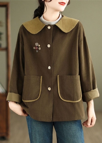 Coffee Peter Pan Krage Button Coats Langermet