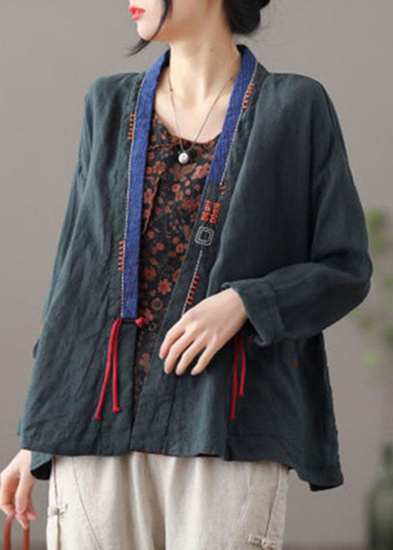 Elegant Mulberry Brodert Patchwork Loose Coat Spring - Mulberry