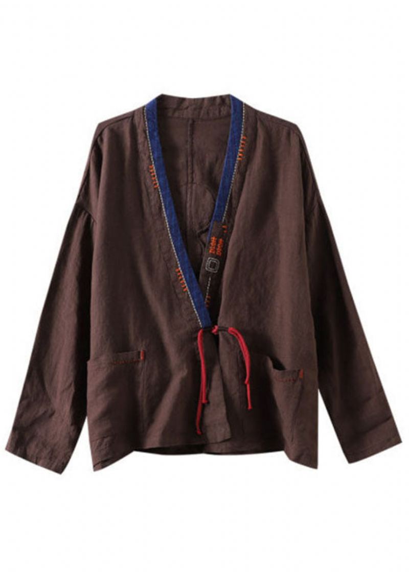 Elegant Mulberry Brodert Patchwork Loose Coat Spring - Mulberry