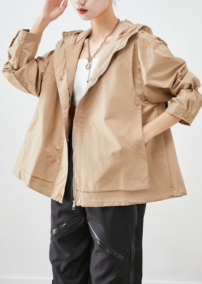 Fransk Khaki Hette Oversized Cotton Coat Outwear Fall