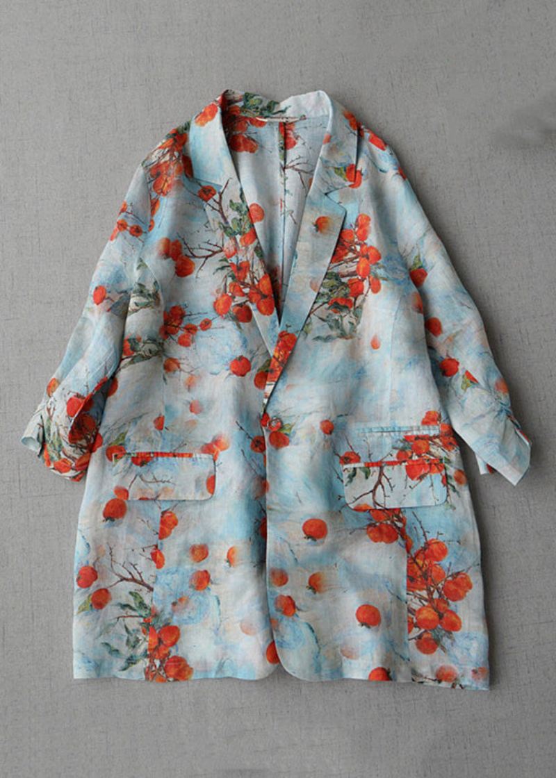 Fransk Print Peter Pan Kragelommer Bomull Coat Spring - Vinterfrakker for kvinner