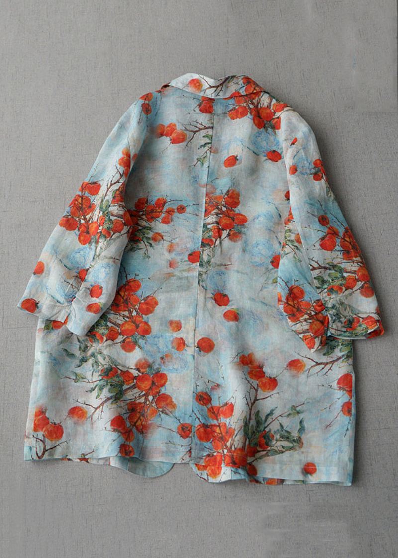 Fransk Print Peter Pan Kragelommer Bomull Coat Spring - Vinterfrakker for kvinner