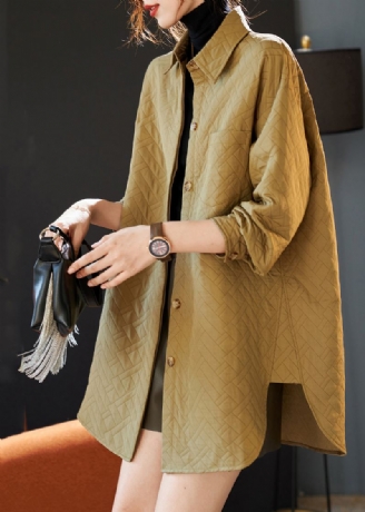 Håndlaget Khaki Oversized Side Open Spandex Coats Spring