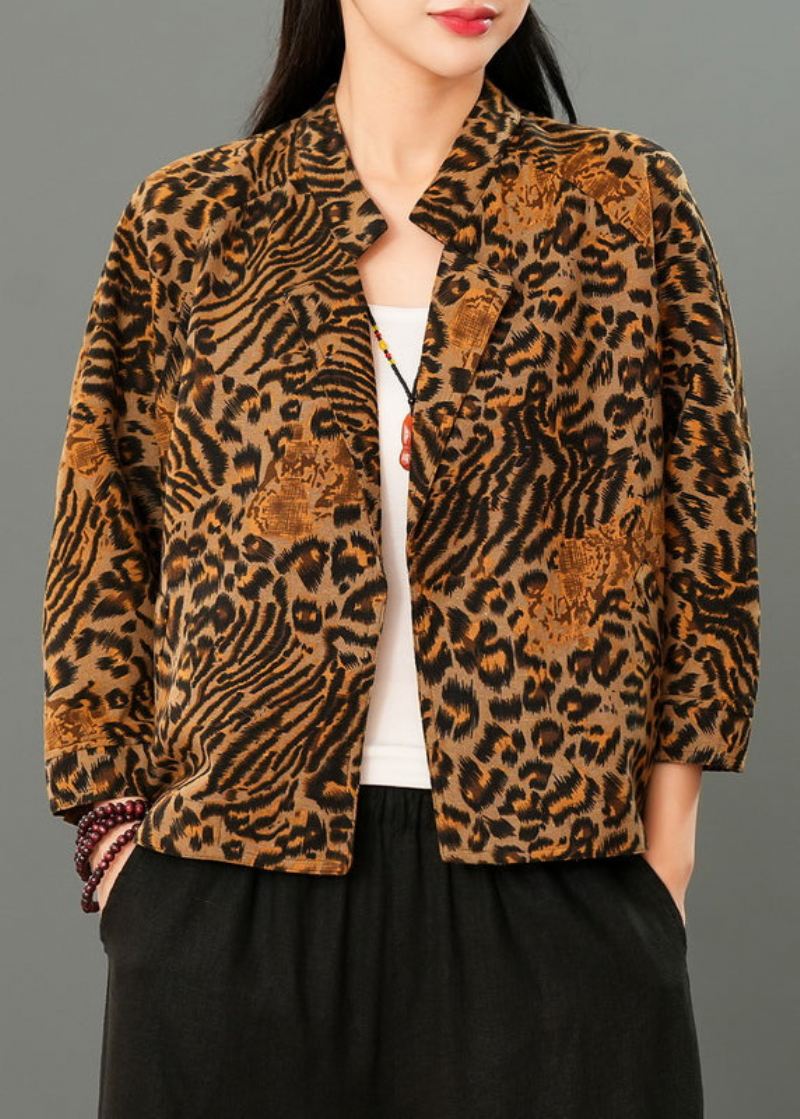 Håndlaget Leopard Print Cozy Coats Spring - Leopard