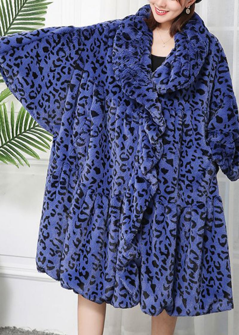 Kvinner Carmel Oversized Leopard Print Fuzzy Fur Fluffy Jakker Vinter - Vinterfrakker for kvinner