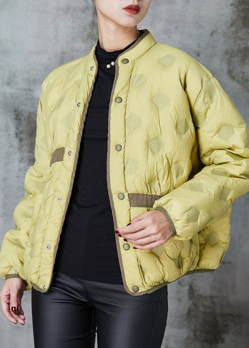 Kvinner Gressgrønn Asymmetrisk Patchwork Duck Down Puffer Coat Spring - Vinterfrakker for kvinner