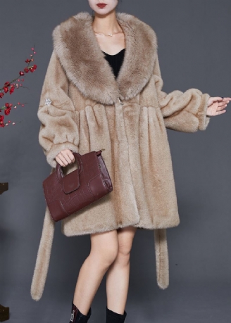 Kvinner Khaki Oversized Varm Fuzzy Fur Fluffy Coats Vinter