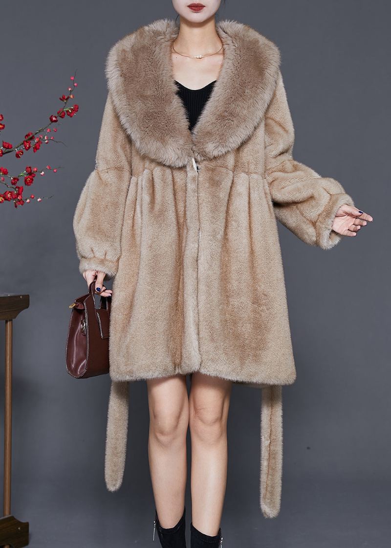 Kvinner Khaki Oversized Varm Fuzzy Fur Fluffy Coats Vinter - Vinterfrakker for kvinner