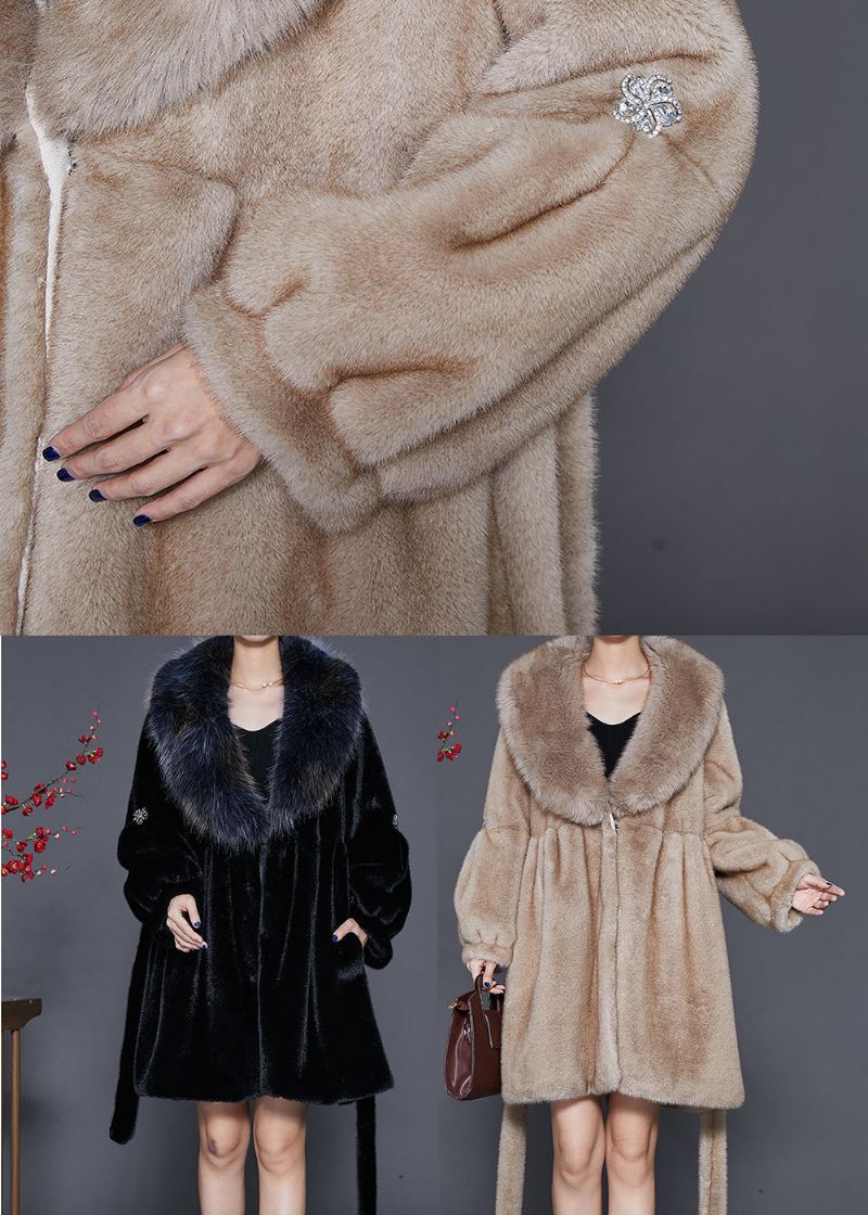 Kvinner Khaki Oversized Varm Fuzzy Fur Fluffy Coats Vinter - Vinterfrakker for kvinner