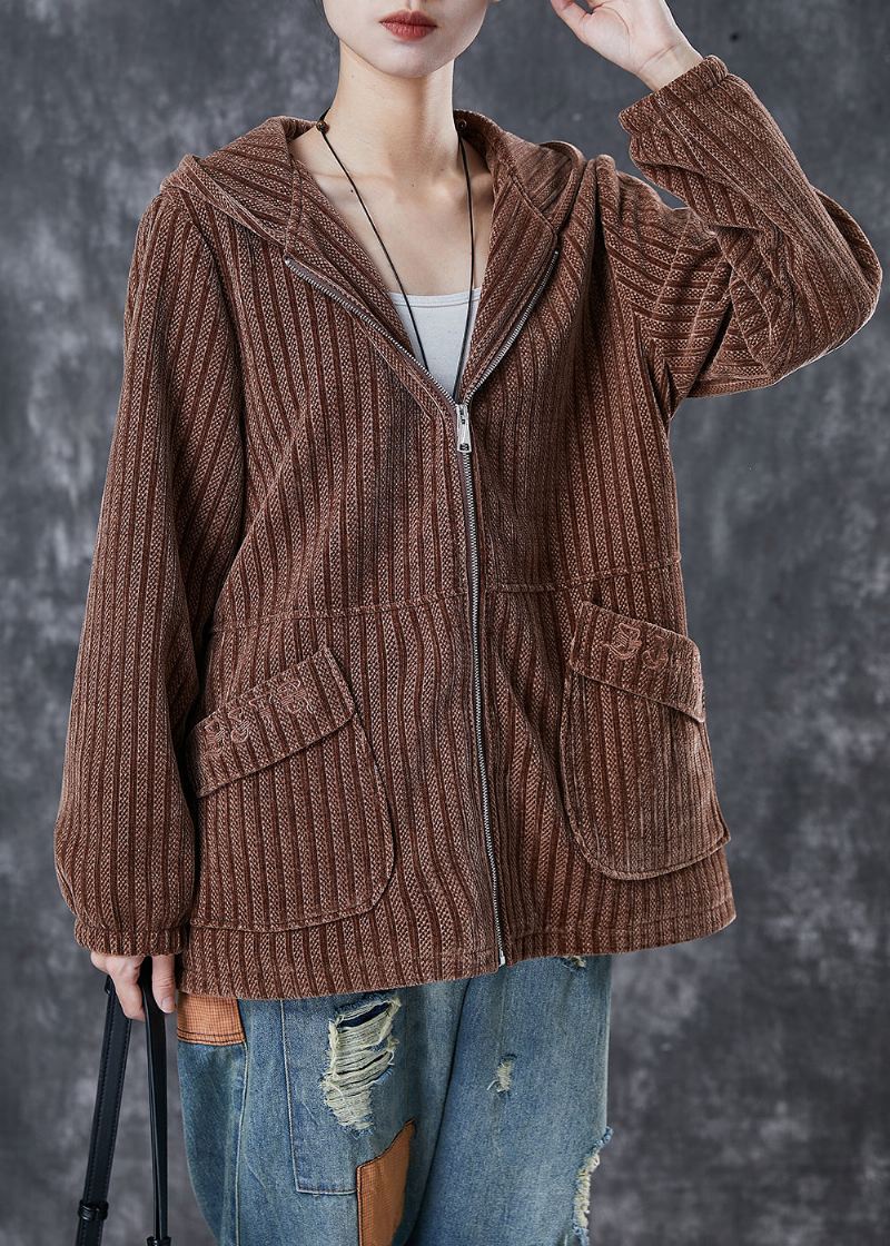 Moderne Kaffehettelommer Corduroy Coat Spring