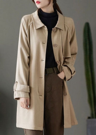 Mote Khaki Knapp Peter Pan Krage Lommer Trenchcoats Spring