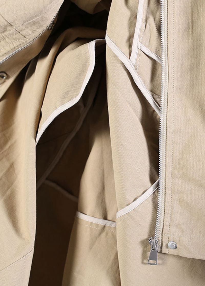 Mote Khaki Zip Up Lommer Trenchcoats I Bomull Spring - Vinterfrakker for kvinner