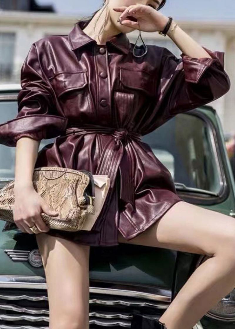 Mote Oversized Mulberry Tie Midje Faux Leather Coats Spring