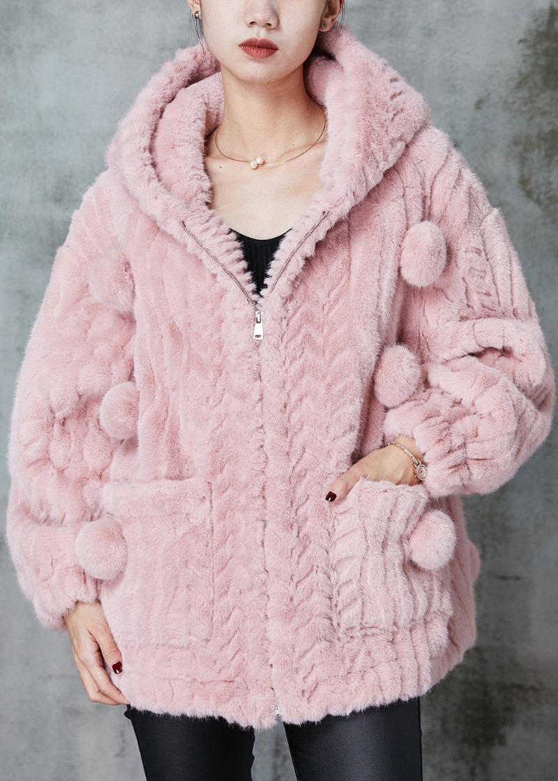 Mote Rosa Hette Fuzzy Fur Fluffy Coat Outwear Spring - Vinterfrakker for kvinner