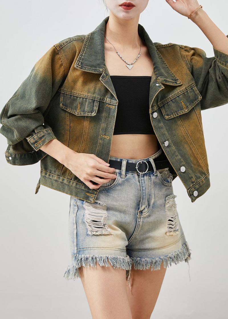 Plus Size Blue Oversized Denim Short Coats Høst