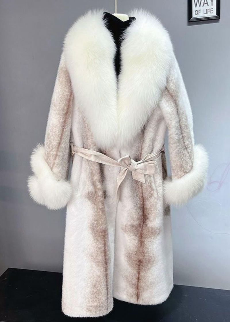 Plus Size Dull Purple Fox Krage Tie Midje Mink Velvet Trench Winter - Vinterfrakker for kvinner