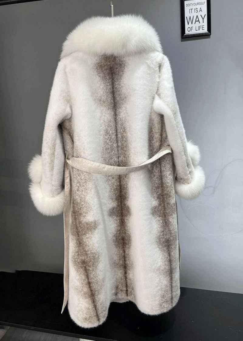 Plus Size Dull Purple Fox Krage Tie Midje Mink Velvet Trench Winter - Vinterfrakker for kvinner