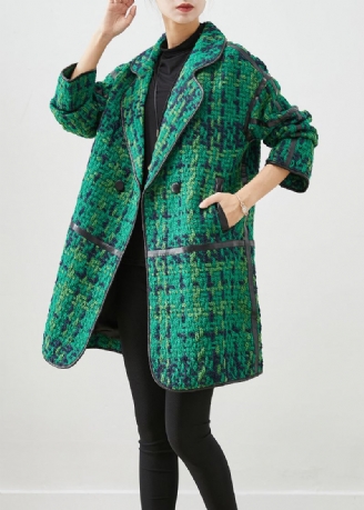 Vakker Grønn Oversized Patchwork Cotton Coat Outwear Fall